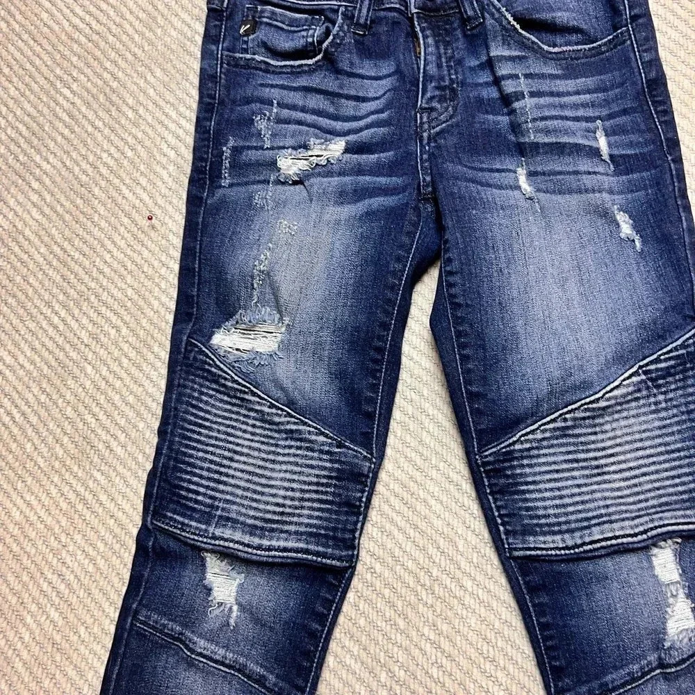 Kancan Womens Blue Distressed Moto Jeans Sz 1/24‎ Rock KC8201SD - Picture 8 of 13